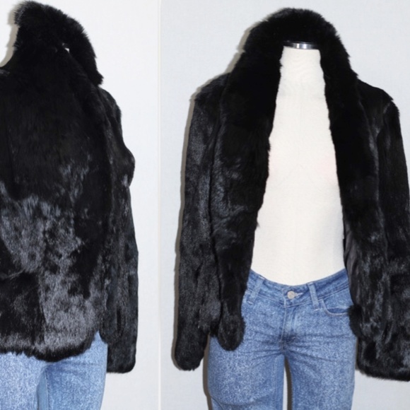 Black Rabbit Fur Coat - Picture 6 of 14